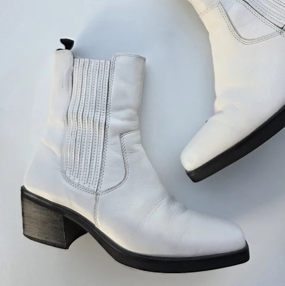 Vagabond Simone White Leather Boots Size 38 Size 8 - Picture 5 of 15